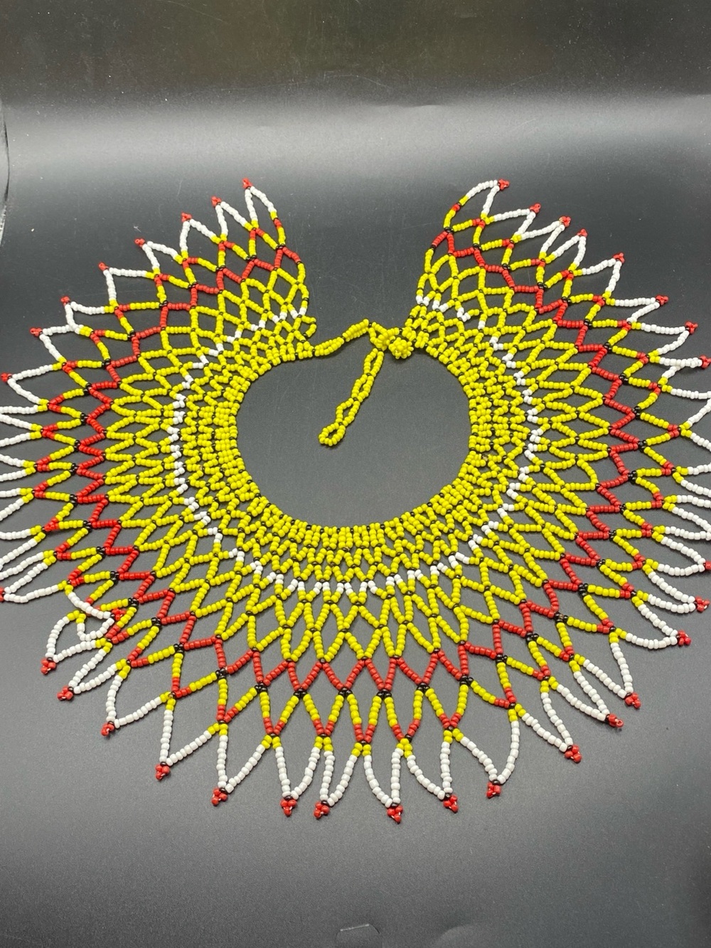Ethnic Hand Woven Beaded Collar Necklace Hippie Tribal Bohemian 15”-17.5” - Picture 11 of 12